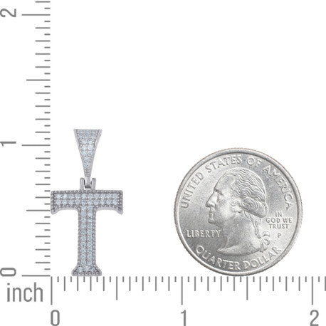 925 Sterling Silver Initial "T" Moissanite