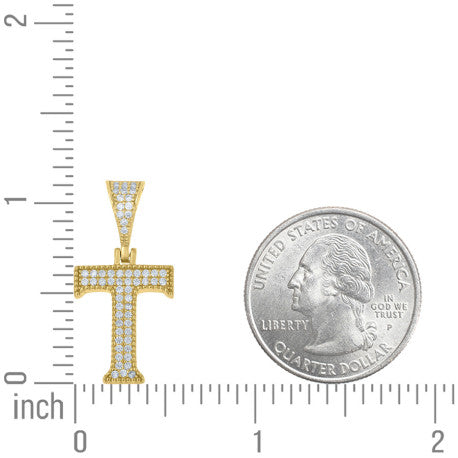 925 Sterling Silver Initial "T" Moissanite