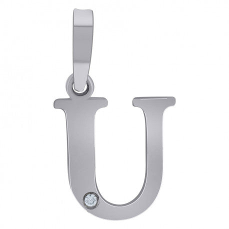 925 Sterling Silver Initial "U" Letter Pendant