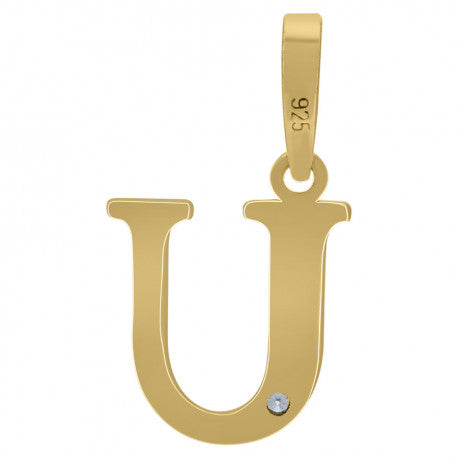 925 Sterling Silver Initial "U" Letter Pendant