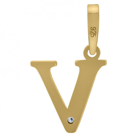 925 Sterling Silver Initial "V" Letter Pendant