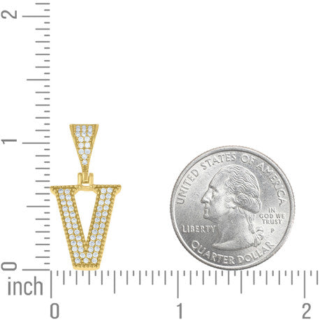 925 Sterling Silver Initial "V" Moissanite