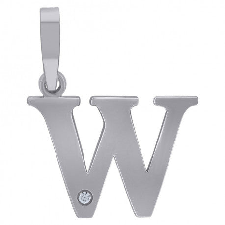 925 Sterling Silver Initial "W" Letter Pendant