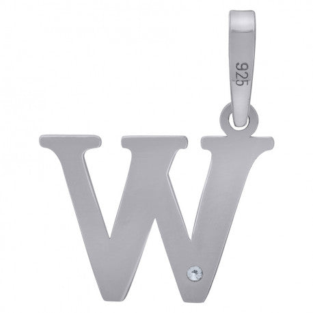 925 Sterling Silver Initial "W" Letter Pendant