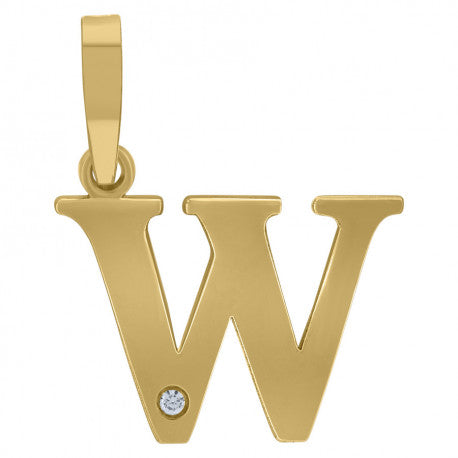 925 Sterling Silver Initial "W" Letter Pendant