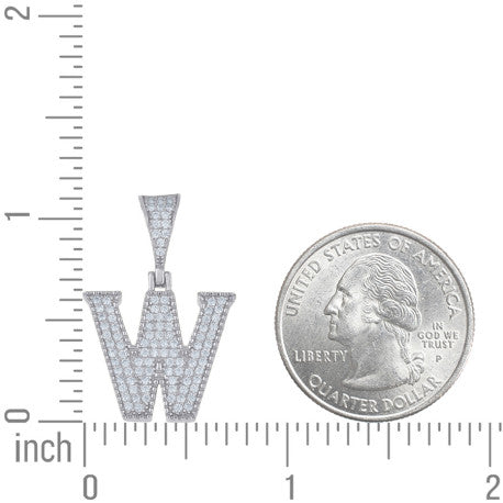 925 Sterling Silver Initial "W" Moissanite