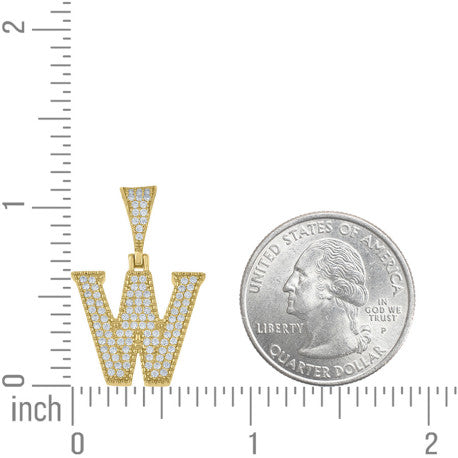 925 Sterling Silver Initial "W" Moissanite