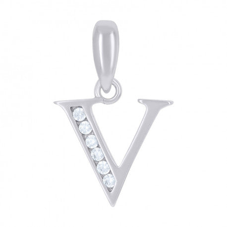 925 Sterling Silver Initial"V" Pendant