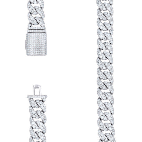 925 Sterling Silver Moissanite Chain 12mm