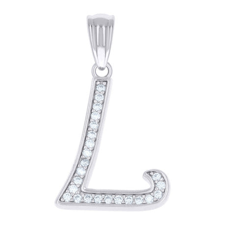 925 Sterling Silver Moissanite Initial "L" Pendant