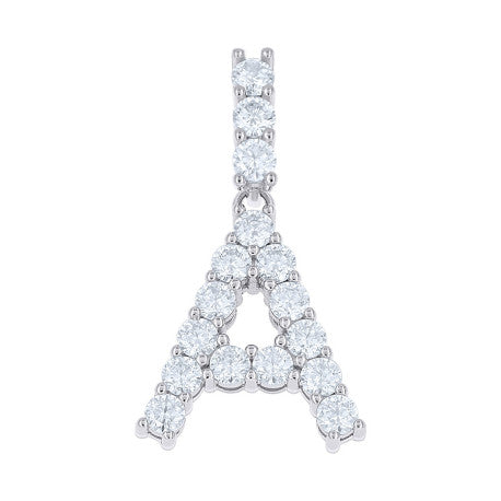 925 Sterling Silver Moissanite Initial Letter A Pendant