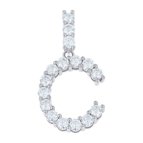 925 Sterling Silver Moissanite Initial Letter C Pendant