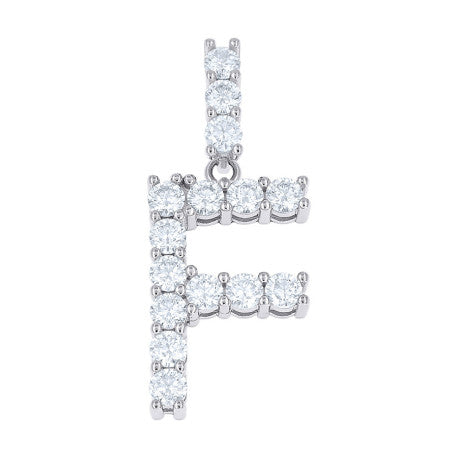 925 Sterling Silver Moissanite Initial Letter F Pendant