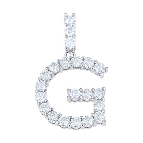 925 Sterling Silver Moissanite Initial Letter G Pendant