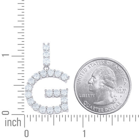 925 Sterling Silver Moissanite Initial Letter G Pendant