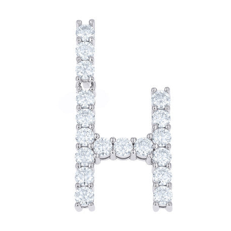 925 Sterling Silver Moissanite Initial Letter H Pendant