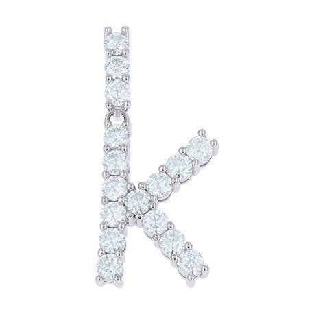 925 Sterling Silver Moissanite Initial Letter K Pendant