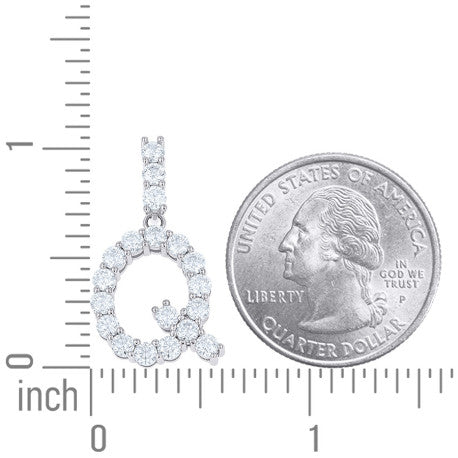 925 Sterling Silver Moissanite Initial Letter Q Pendant