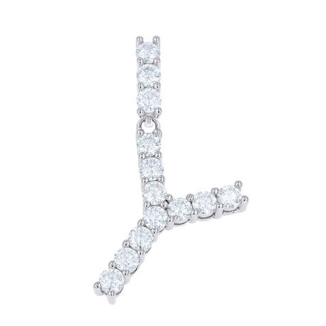 925 Sterling Silver Moissanite Initial Letter Y Pendant