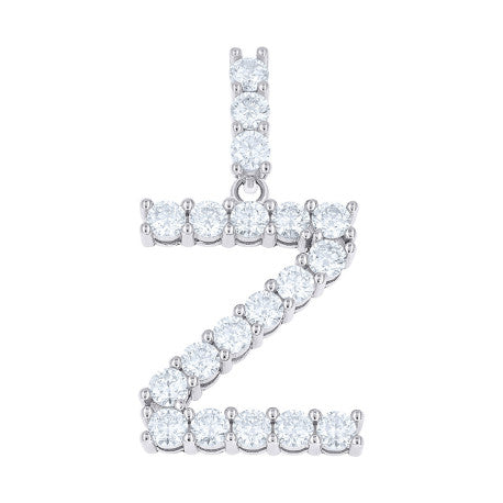 925 Sterling Silver Moissanite Initial Letter Z Pendant