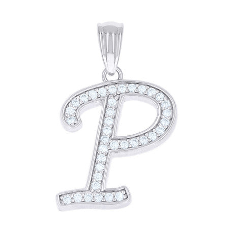 925 Sterling Silver Moissanite Initial "P" Pendant