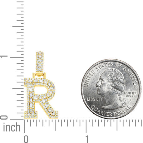 925 Sterling Silver Moissanite Initial R Pendant