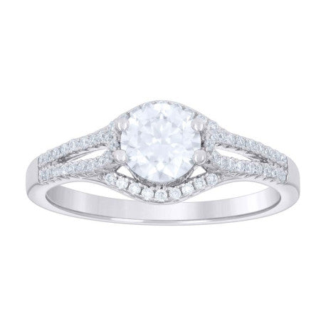 925 Sterling Silver Ring S5-S10 Moissanite Ctw 1.1