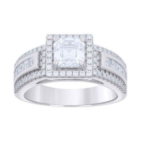 925 Sterling Silver Ring S5-S9 Moissanite Ctw 2.07