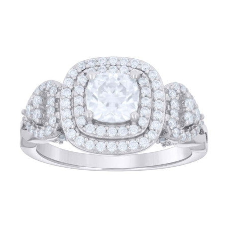 925 Sterling Silver Ring S7-S9 Moissanite Ctw 1.70