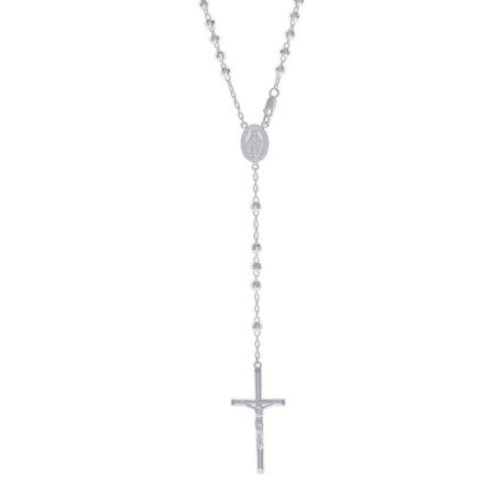 925 Sterling Silver Rosary Rhodium 4mm