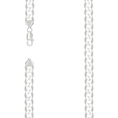 925 Sterling Silver Solid Classic Cuban Chain Silver 250 9.5mm