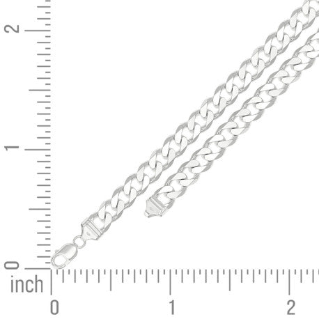 925 Sterling Silver Solid Classic Cuban Chain Silver 350 13mm