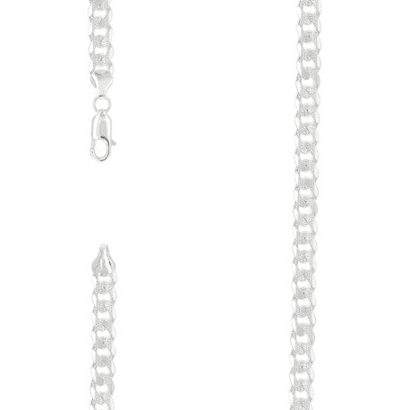 925 Sterling Silver Solid Pave Classic Cuban Chain Silver 200 8mm