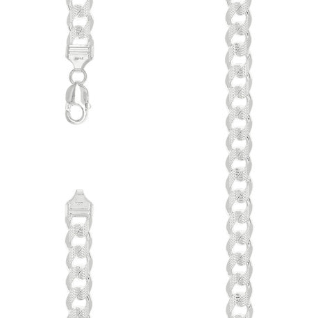 925 Sterling Silver Solid Pave Classic Cuban Chain Silver 300 11mm