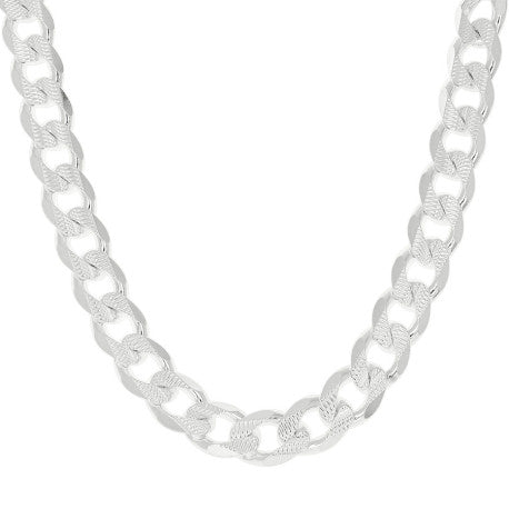 925 Sterling Silver Solid Pave Classic Cuban Chain Silver 350 13mm