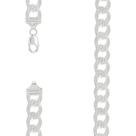925 Sterling Silver Solid Pave Classic Cuban Chain Silver 400 14mm