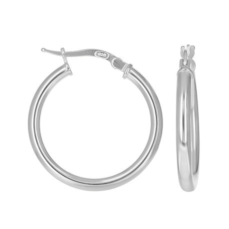 925 Sterling Silver Tube Hoop Earrings 2.5mm-20-Silver