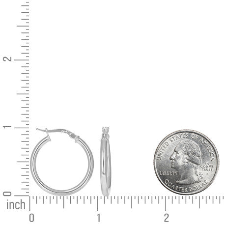 925 Sterling Silver Tube Hoop Earrings 2.5mm-20-Silver