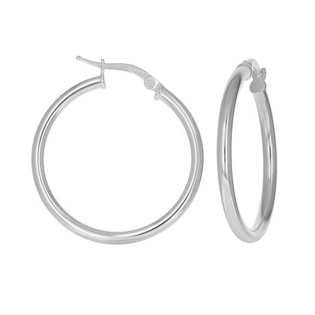 925 Sterling Silver Tube Hoop Earrings 2.5mm-25-Silver