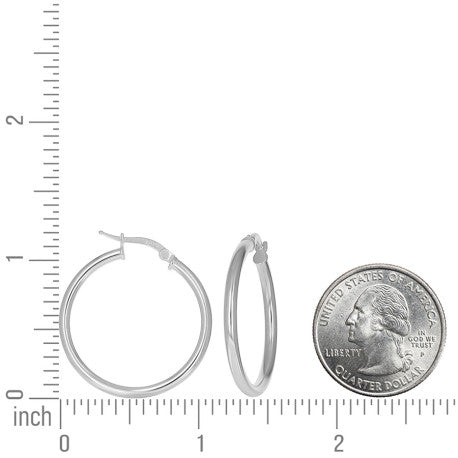 925 Sterling Silver Tube Hoop Earrings 2.5mm-25-Silver