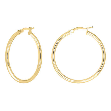 925 Sterling Silver Tube Hoop Earrings 2.5mm-30-Yellow