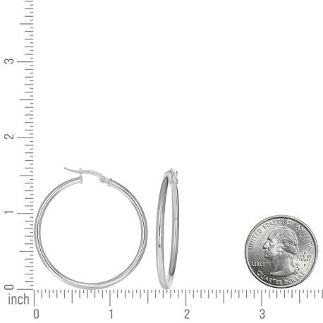 925 Sterling Silver Tube Hoop Earrings 2.5mm-35-Silver