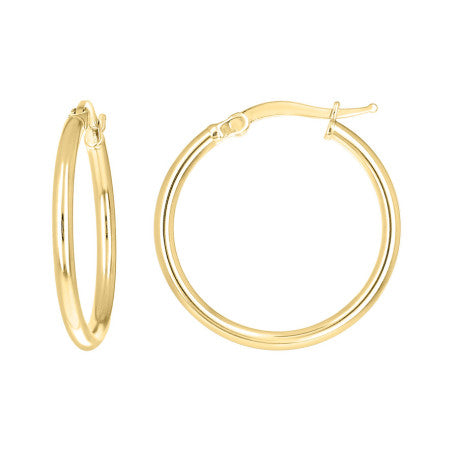 925 Sterling Silver Tube Hoop Earrings 2mm-20-Yellow