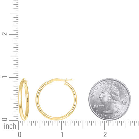 925 Sterling Silver Tube Hoop Earrings 2mm-20-Yellow
