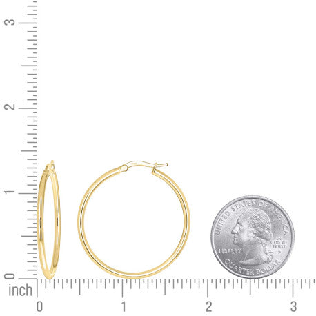 925 Sterling Silver Tube Hoop Earrings 2mm-30-Yellow