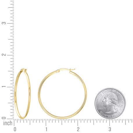 925 Sterling Silver Tube Hoop Earrings 2mm-35-Yellow