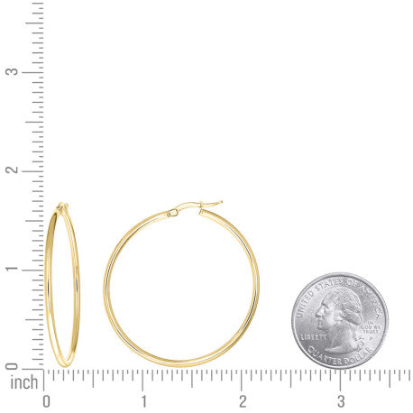 925 Sterling Silver Tube Hoop Earrings 2mm-40-Yellow