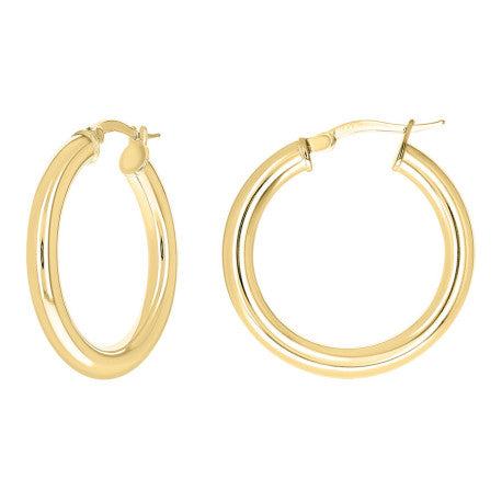 925 Sterling Silver Tube Hoop Earrings 3.5mm-20-Yellow