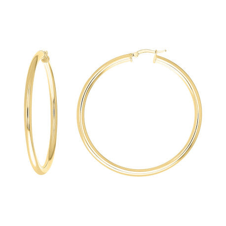 925 Sterling Silver Tube Hoop Earrings 3.5mm-50-Yellow