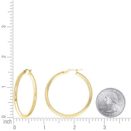 925 Sterling Silver Tube Hoop Earrings 3mm-35-Yellow